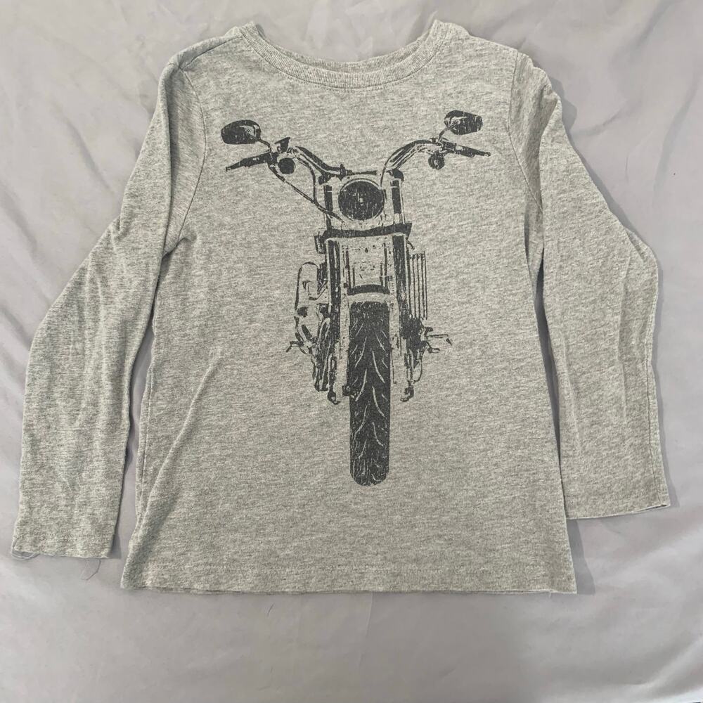 Old Navy Kids Long‑Sleeve  – Size 5T – Gray – Motorcycle Front View Print